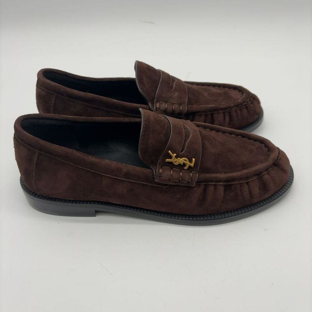 Saint Laurent t Brown Suede Penny Loafers - Picture 3 of 7